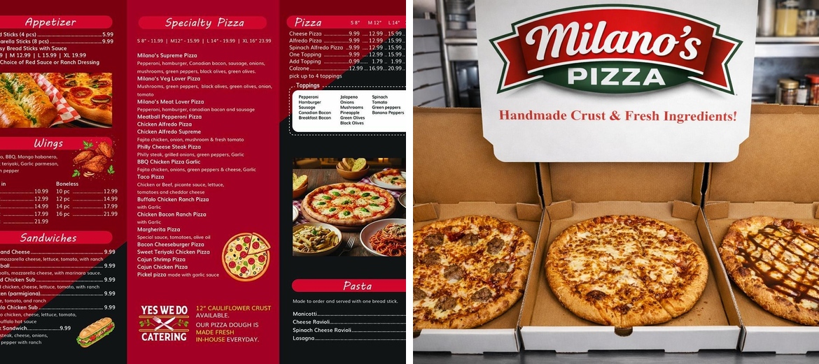 Milano's pizza Hutchins tx Menu