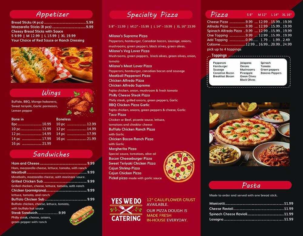 Milano's pizza Hutchins tx Menu image 1