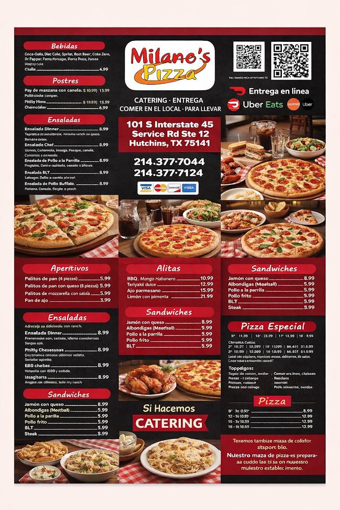 Milano's pizza Hutchins tx Menu image 2